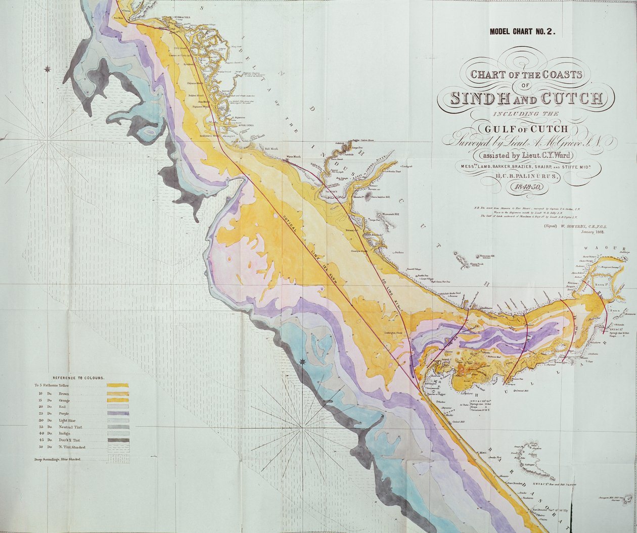 海岸图表，信德和Cutch，由中尉AM Grieve调查，1848年至1868年，1868年 作者 英语学校