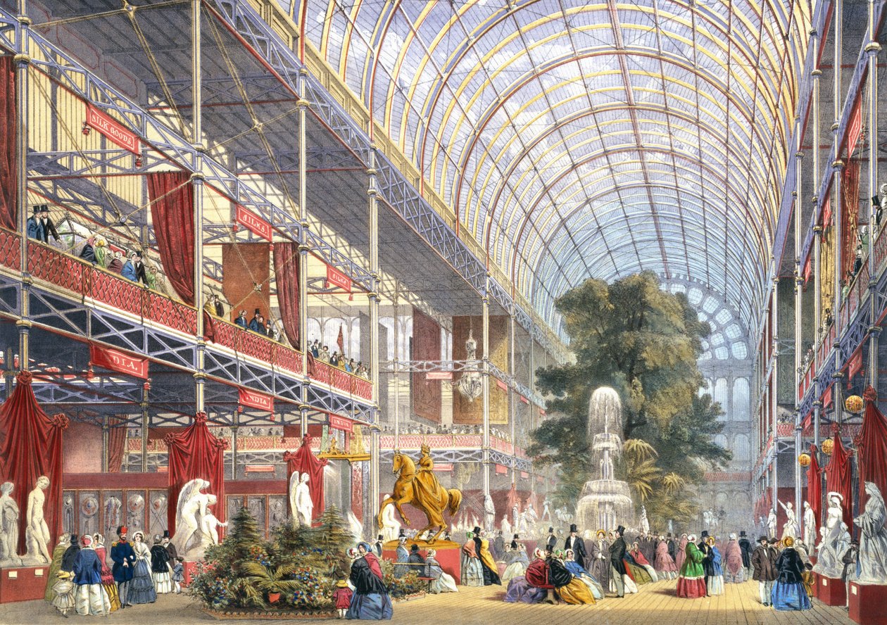 伟大的展览，1851年：中央Transept，来自Dickinsons综合图片（彩色光刻） 作者 英语学校