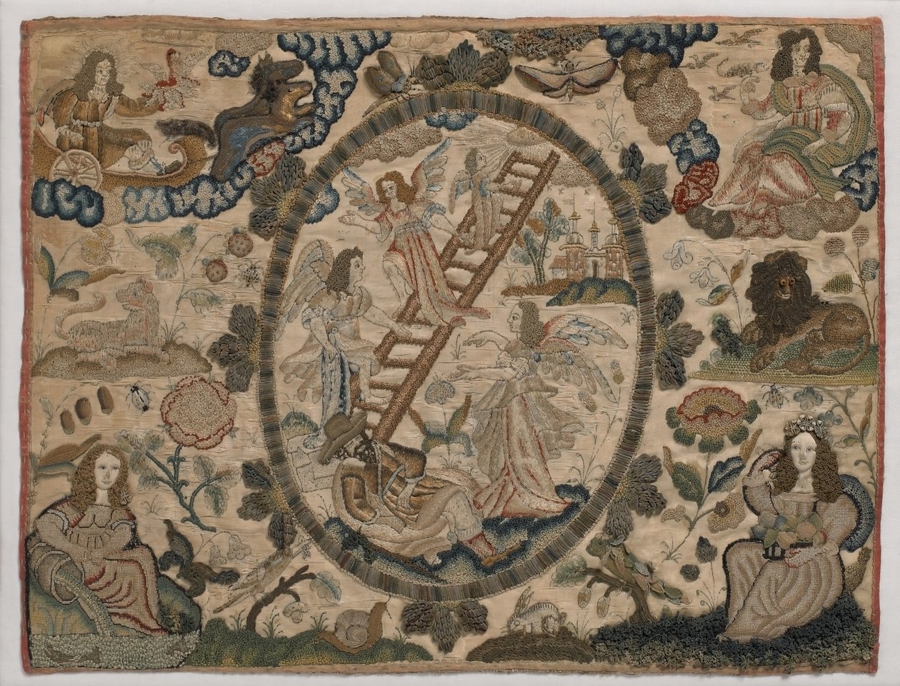 Jacobs Ladder，凸起的丝绸刺绣，c.1660（丝绸刺绣） 作者 英语学校