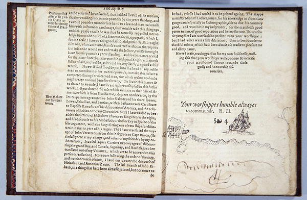 离开3v和4r，来自Divers Voyages，感动美国的Discouerie ... 1582（凸版印刷） 作者 英语学校
