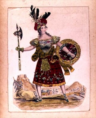 Egerton女士扮演Helen Macgregor，Rob Roy Macgregor的妻子，来自Walter Scott爵士小说Rob Roy的戏剧化。由A. Park，1823年（雕刻和拼贴） 作者 英语学校