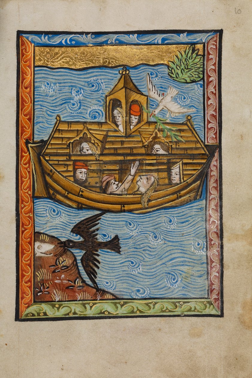 Noahs Ark，1480-90（羊皮纸上的蛋彩画和金箔） 作者 英语学校