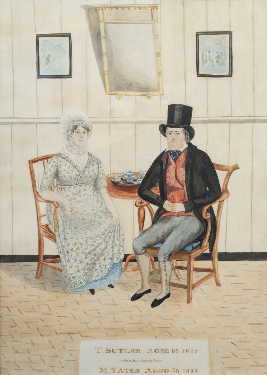 T. Butler和他的女儿M. Yates的肖像，1822年（纸上写着） 作者 英语学校