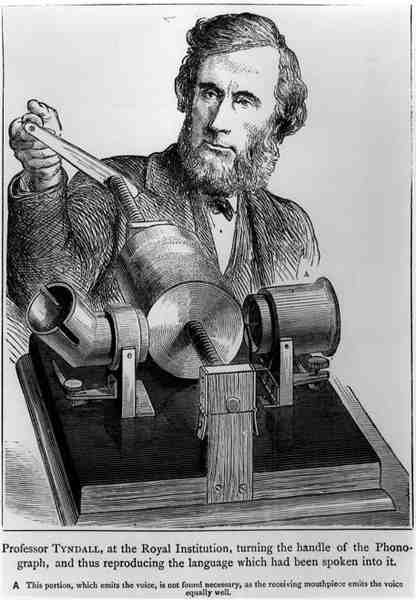 皇家学院的John Tyndall教授（1820-93），转动留声机的手柄 作者 英语学校