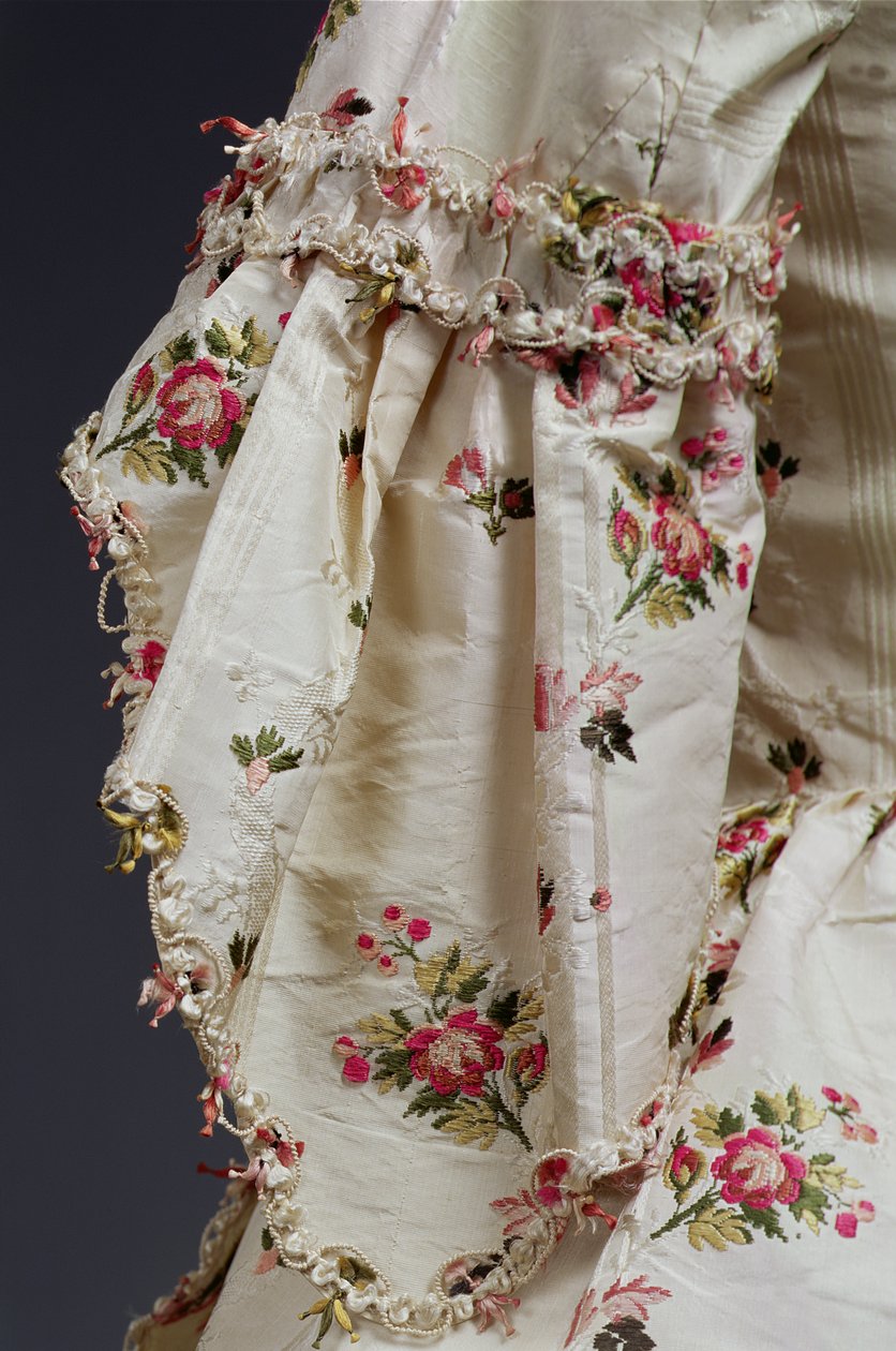 女式连衣裙的袖子细节，c.1775-80（丝绸） 作者 英语学校