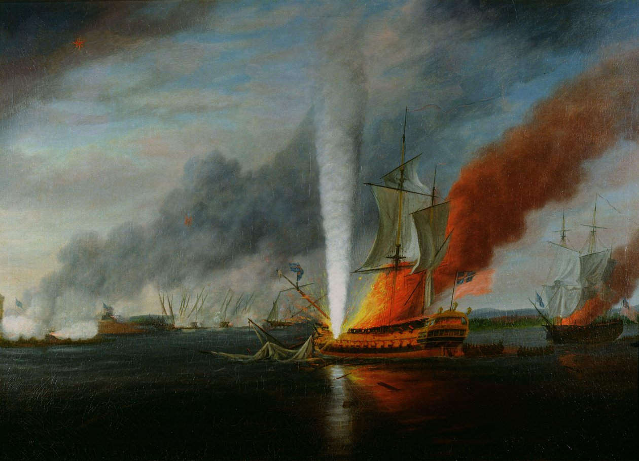 1777年HMS奥古斯塔的燃烧 作者 英语学校