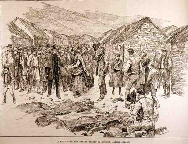 爱尔兰西部的窘迫：1886年10月4日，来自伦敦新闻画报的Achill岛的教区牧师访问阿霍尔岛 作者 英语学校