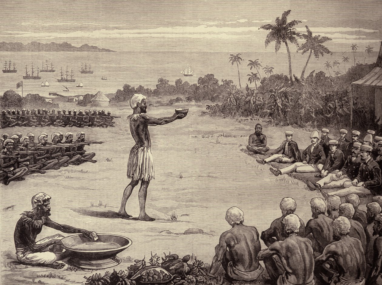 斐济群岛的水手王子：1882年1月7日“伦敦新闻画报”中的Yangona或卡瓦碗的咒语 作者 英语学校