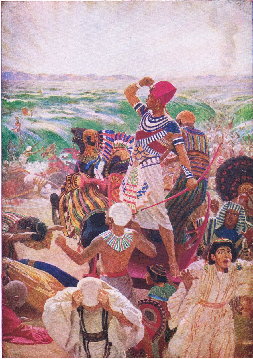 穿越红海，来自托马斯·尼尔森出版的“圣经”图画书，1950年 作者 英语学校