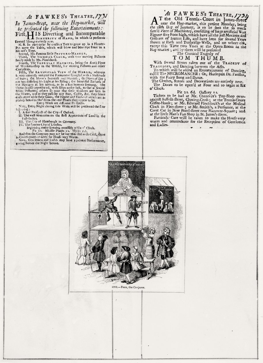 关于虚假的两个广告，魔术师，c.1731-34 作者 英语学校