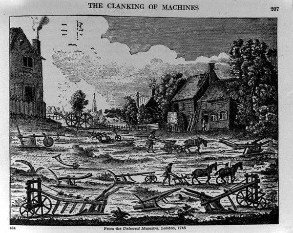 早期英语犁的类型，来自The Universal Magazine的插图，1748年，来自The Pageant of America，Vol.3，作者：Ralph Henry Gabriel，1926 作者 英语学校