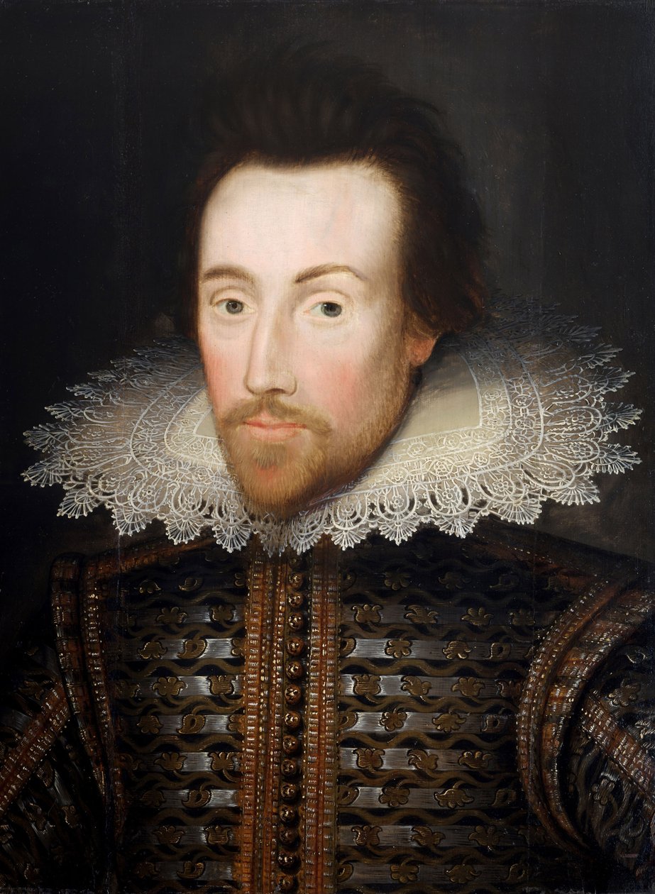 威廉·莎士比亚，“The Cobbe Portrait”之后的匿名绘画，c.1610 作者 英语学校