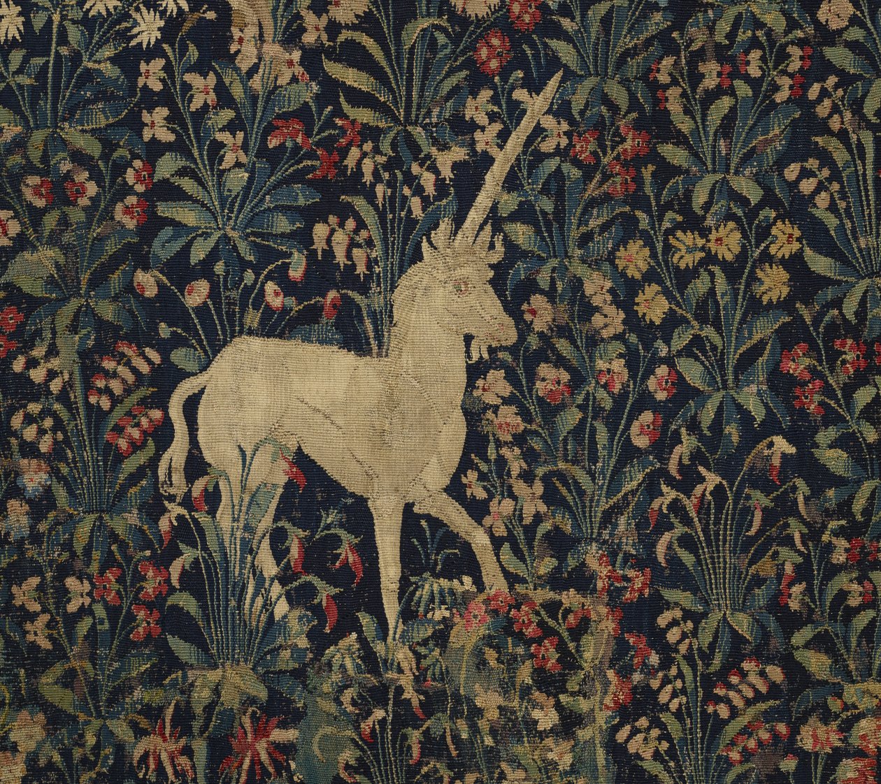 Allegorical Millefleurs挂毯与动物，1530-45（羊毛和丝绸） 作者 佛兰芒学校