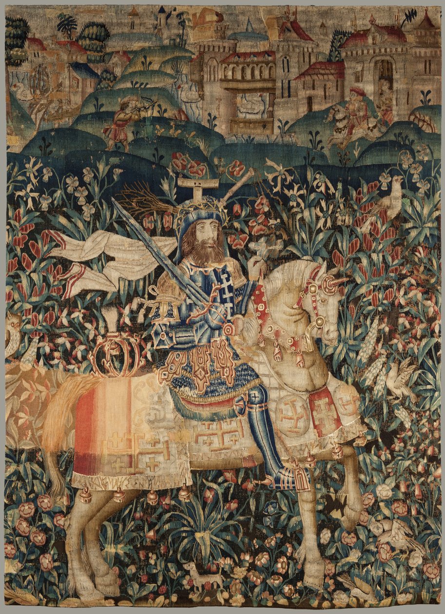 挂毯描绘了Bouillon的戈弗雷，c.1500（染色羊毛，后来修理） 作者 佛兰芒学校