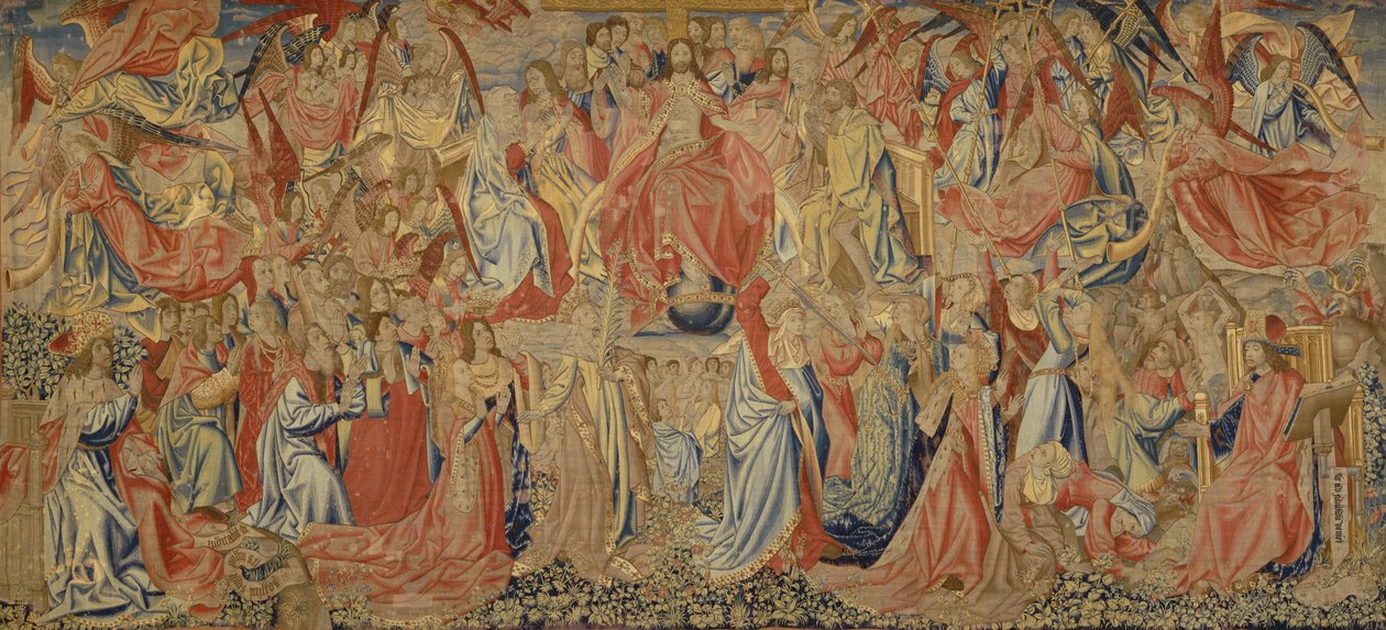 最后的审判，c.1500（羊毛和丝绸） 作者 佛兰芒学校