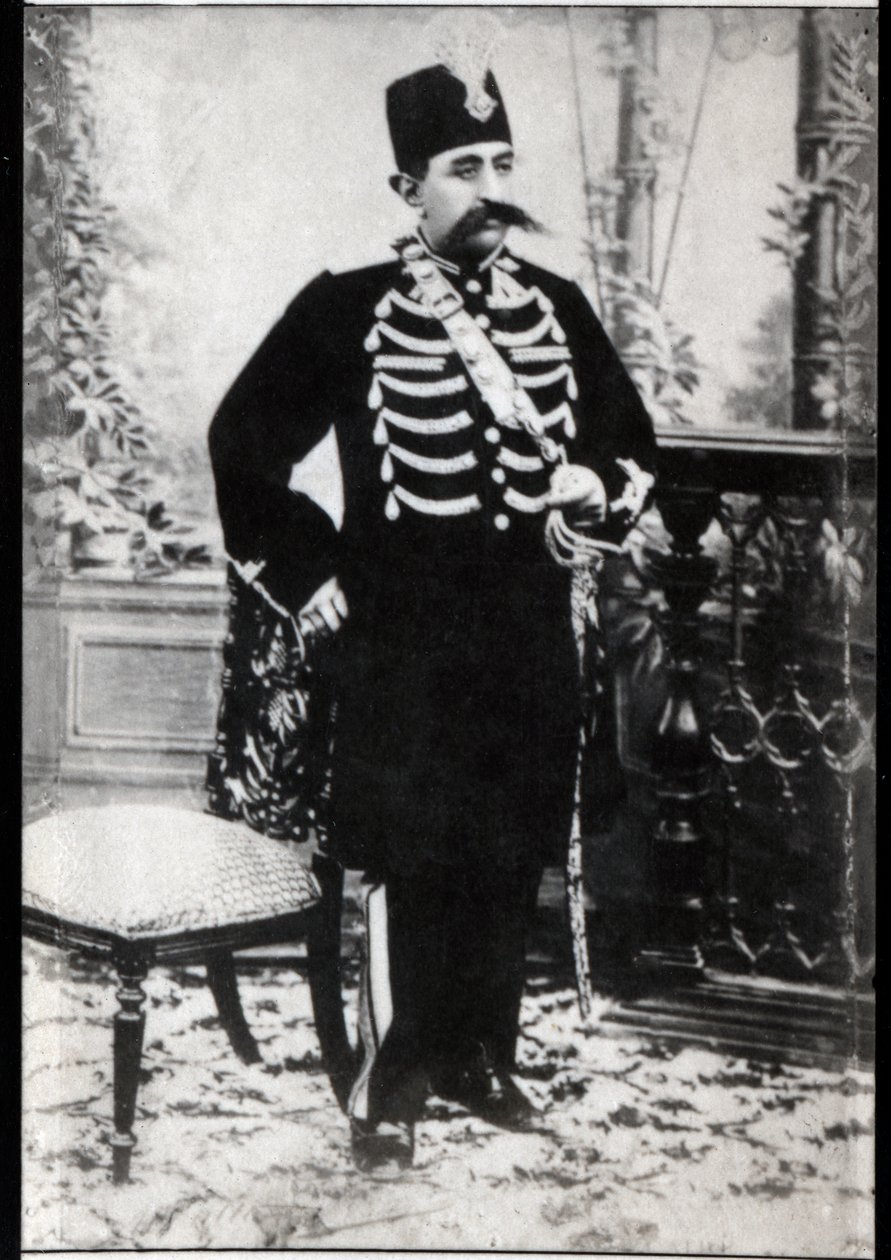 Mozaffar ad Din（1853-1907），波斯的Qajarid Shah的肖像。 作者 法国摄影师