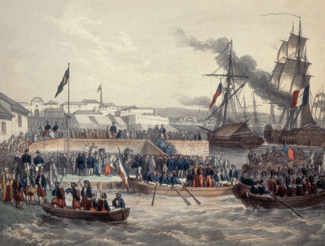 英国和法国军队在1854年Marshall St Arnaud的命令下下船 作者 法语学校