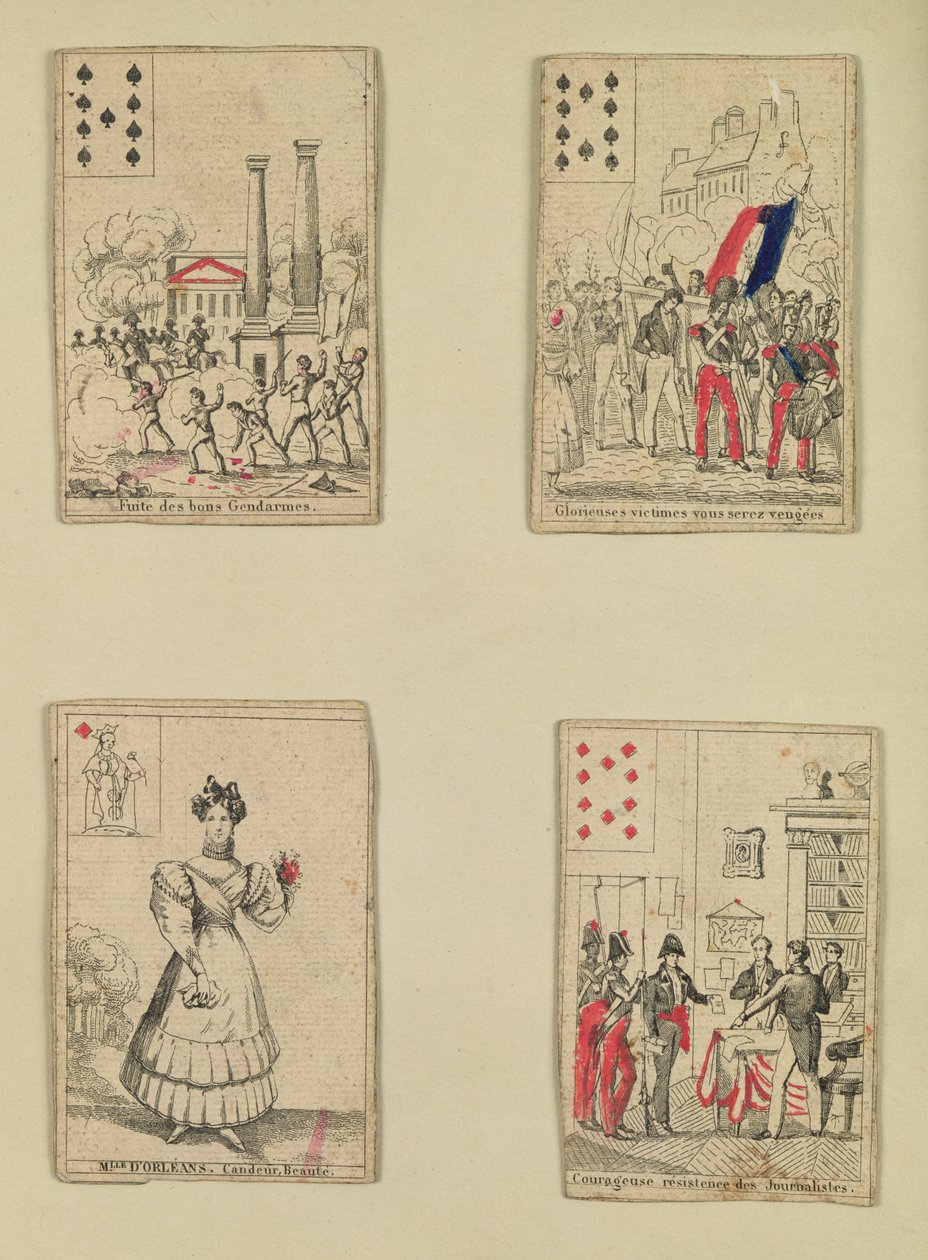 四张扑克牌，纪念1831年7月的英雄，1831年 作者 法语学校