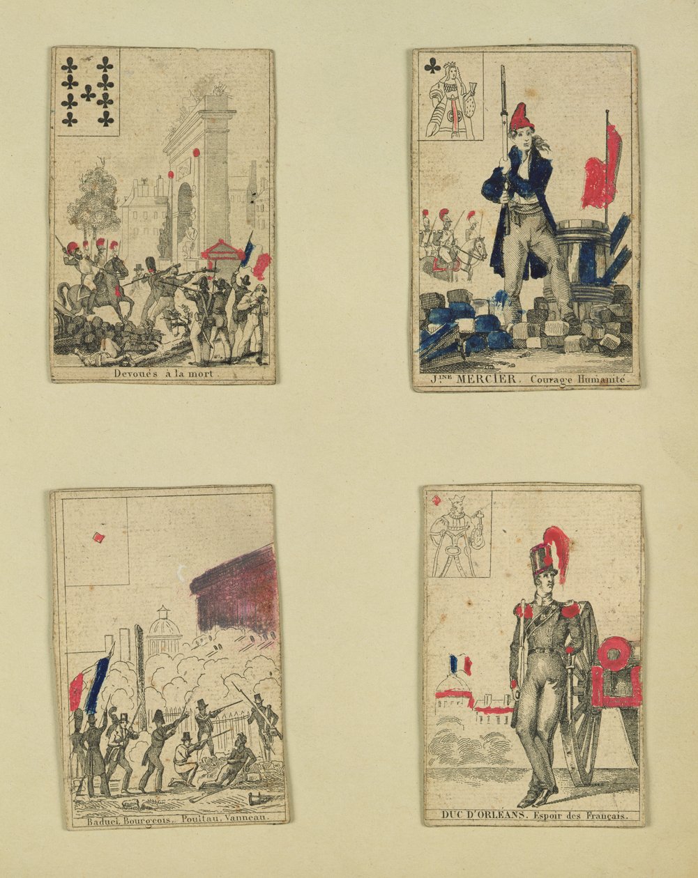 四张扑克牌，纪念1831年7月的英雄，1831年 作者 法语学校