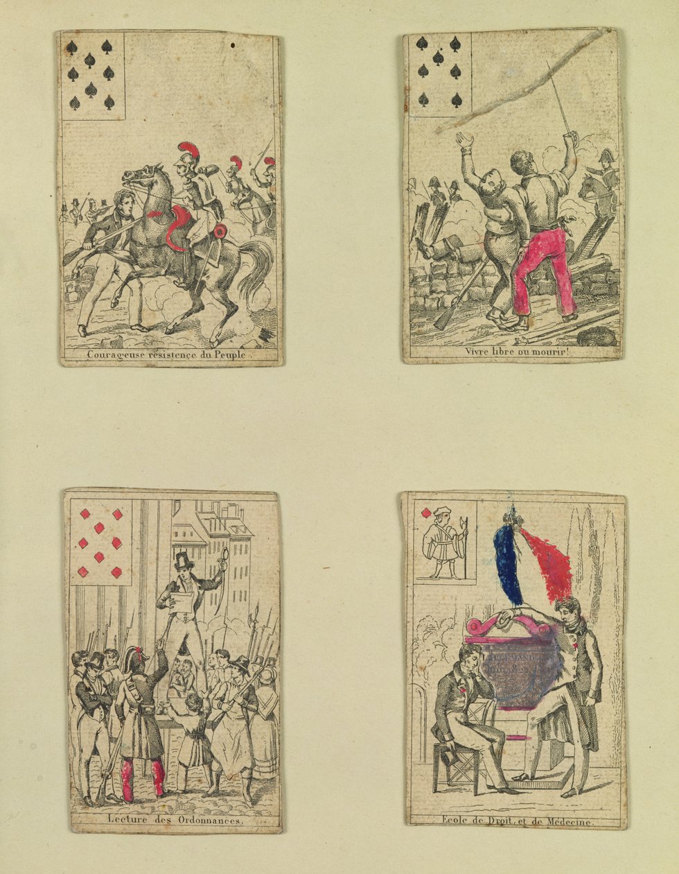 四张扑克牌，纪念1831年7月的英雄，1831年 作者 法语学校