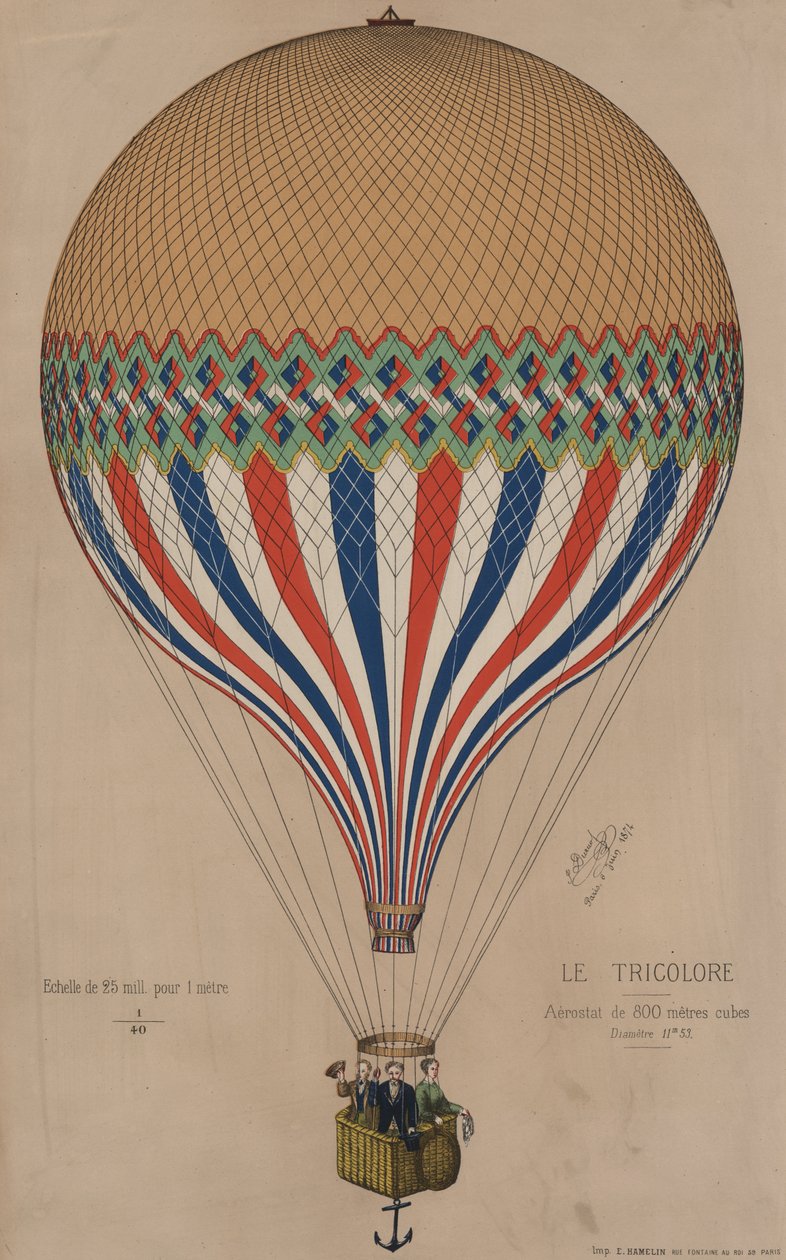 法国Le Tricolore气球，1874年 作者 法语学校