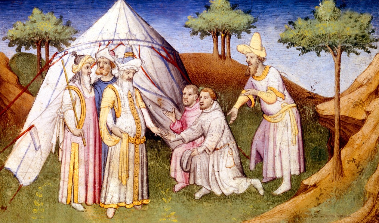 2810 f.2v女士，Kublai Khan，来自Wonderland Books的兄弟Polo，c.1410-12（vellum上的蛋彩画） 作者 法语学校