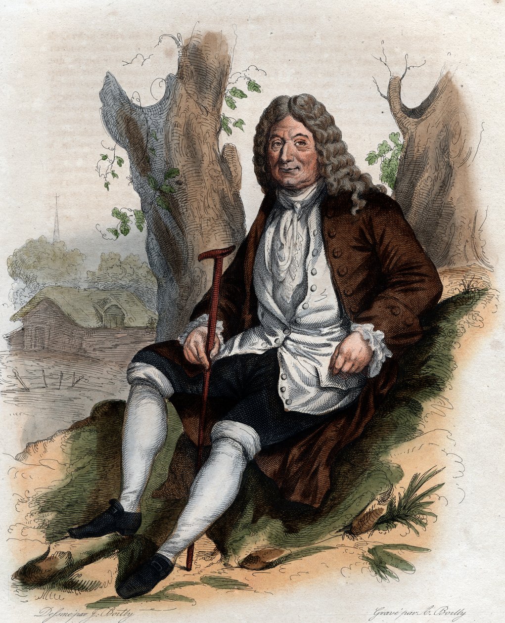 Alain Rene Lesage（Le Sage）（1668-1747）的肖像，法国小说家和剧作家。 作者 法语学校