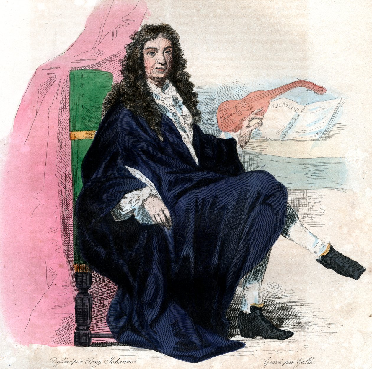 Jean Baptiste Lully（1632-1687）的肖像，法国作曲家。 作者 法语学校