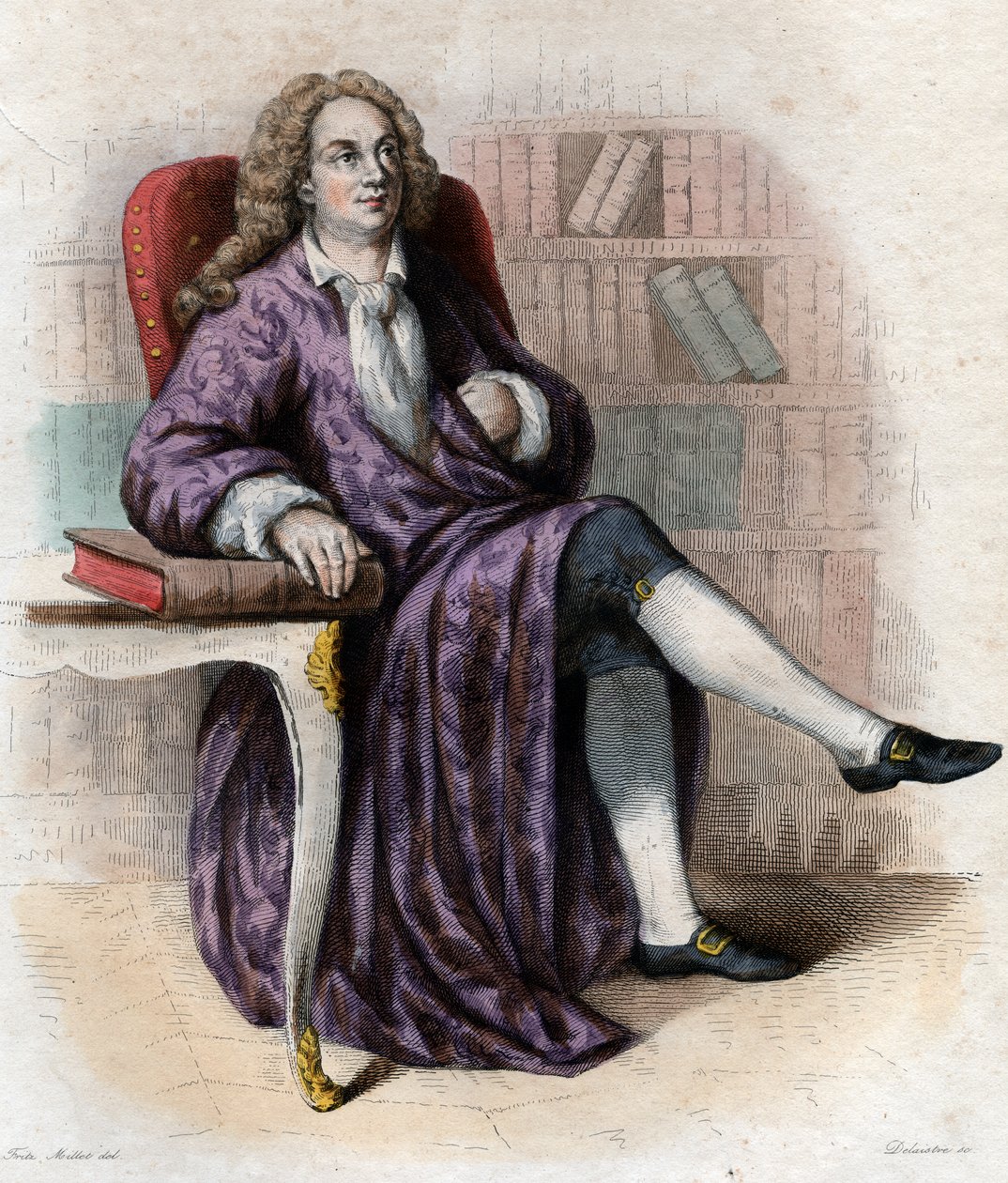 Jean Baptiste Rousseau（1670-1741）的肖像，法国诗人。 作者 法语学校