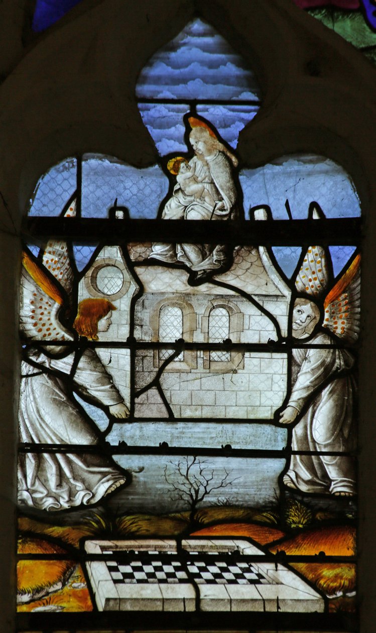 窗口描绘了Notre Dame de Lorette的传说：Virgins House被天使奇迹般地运送 作者 法语学校