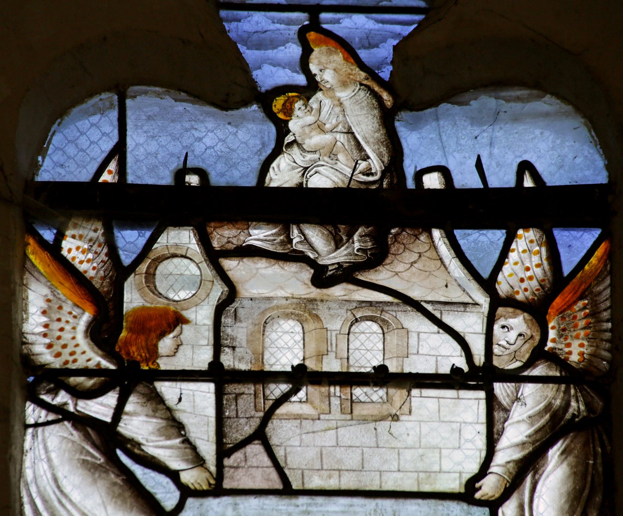 窗口描绘了Notre Dame de Lorette的传说：Virgins House被天使奇迹般地运送 作者 法语学校