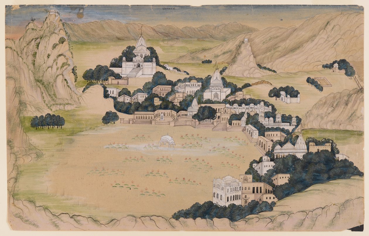 Pushkar Lake，1840-60（wc＆wash on paper） 作者 印度学校