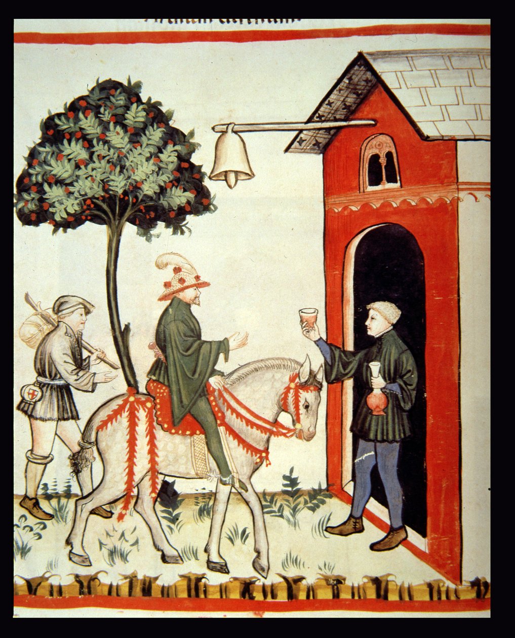 Nova 2644 fol.87v The Glass of Red Wine，来自Tacuinum Sanitatis Codex Vindobonensis 作者 意大利学校