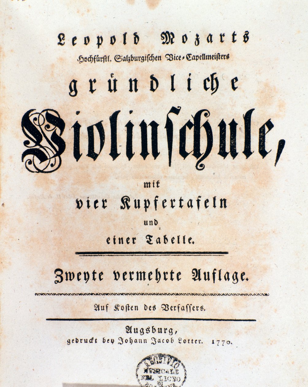 Leopold Mozart（1719-1787）Wolfgang Amadeus之父的小提琴方法标题页 作者 意大利学校