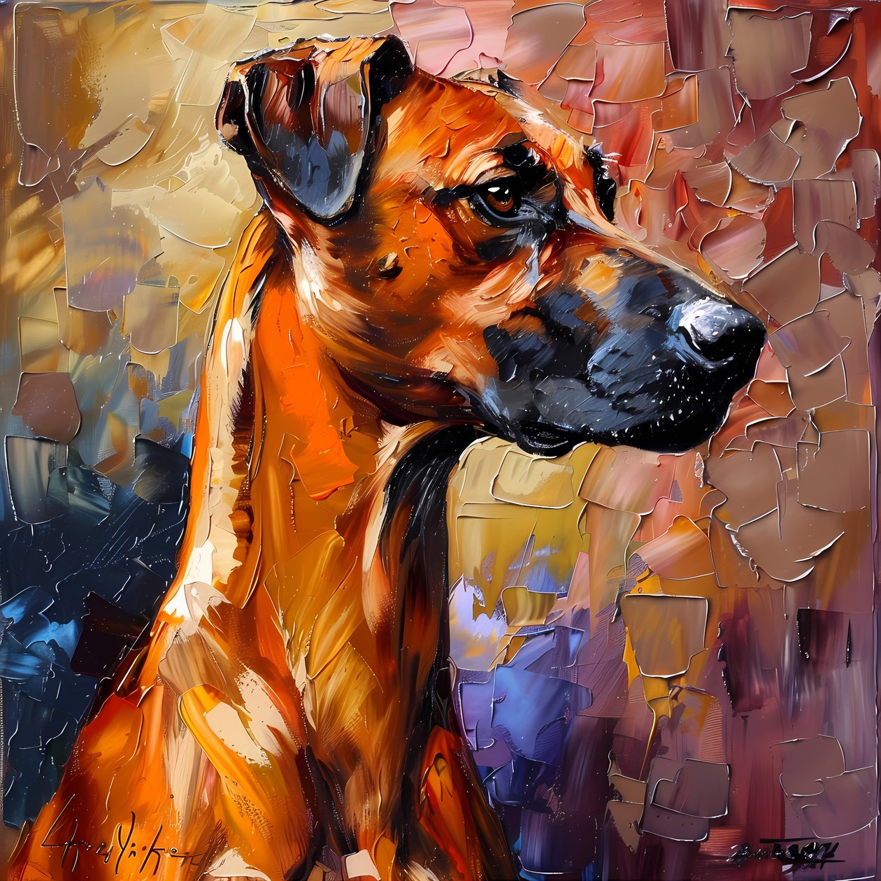 抽象罗得西亚脊背犬绘画，墙面装饰，帆布打印 作者 法赫塔利·阿卜杜勒拉希姆