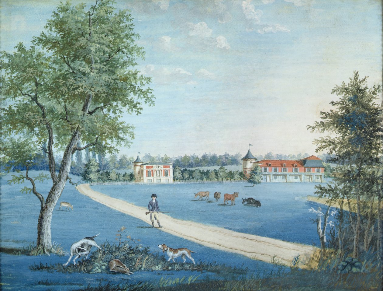 狩猎在Parc du Raincy，c.1754-93 作者 1717 1806卡蒙泰勒