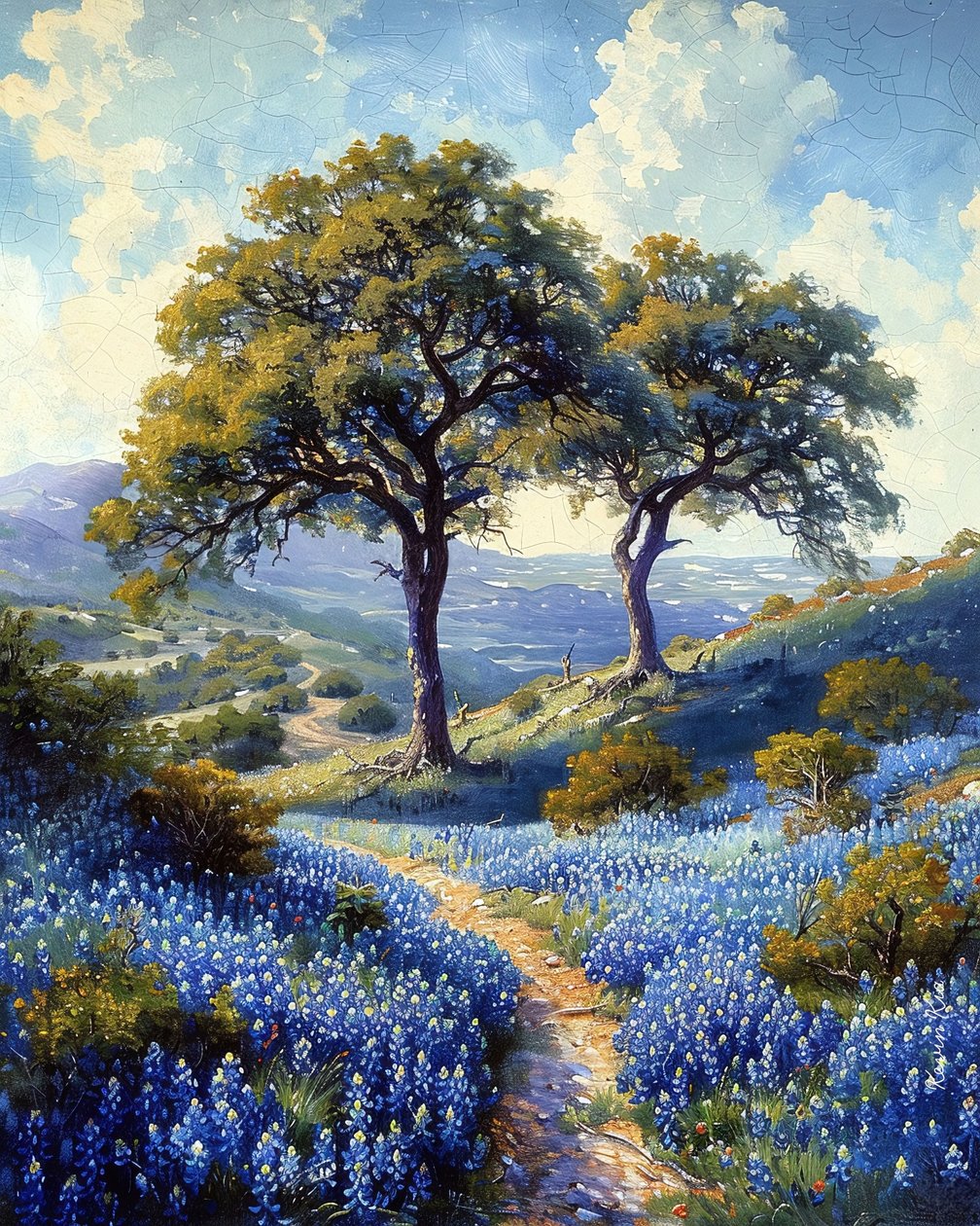 薰衣草花丛中的一条小路，定制帆布打印画 作者 法赫塔利·阿卜杜勒拉希姆