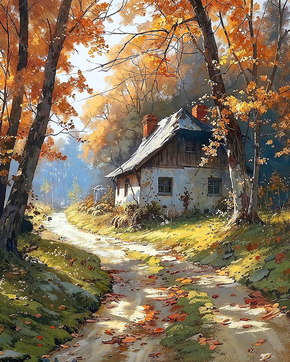 森林中的传统木屋，在线定制帆布打印画 作者 法赫塔利·阿卜杜勒拉希姆