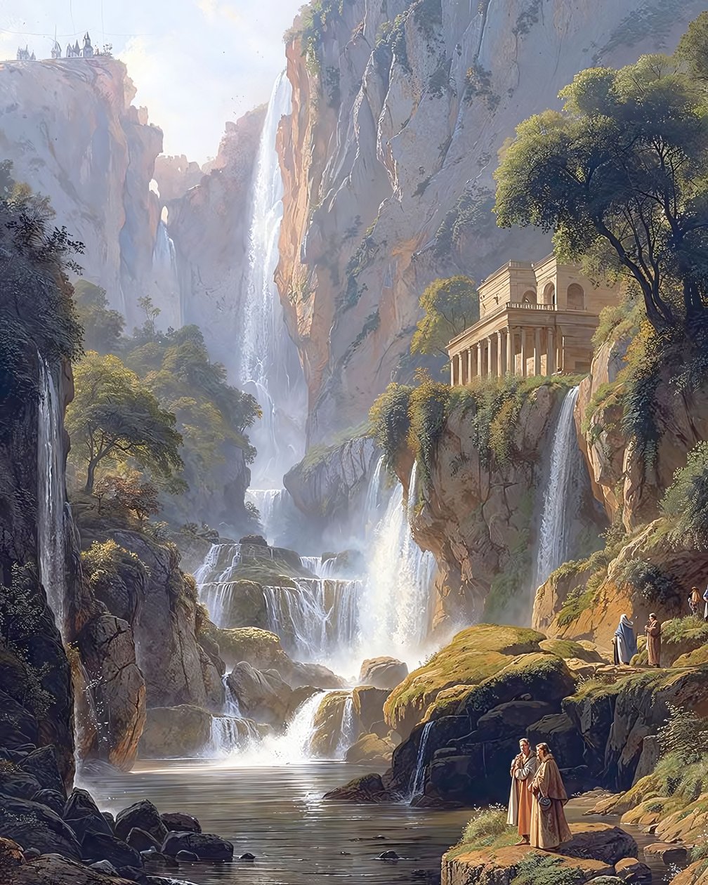 美丽的瀑布景观，墙面装饰画布 海景画 作者 法赫塔利·阿卜杜勒拉希姆