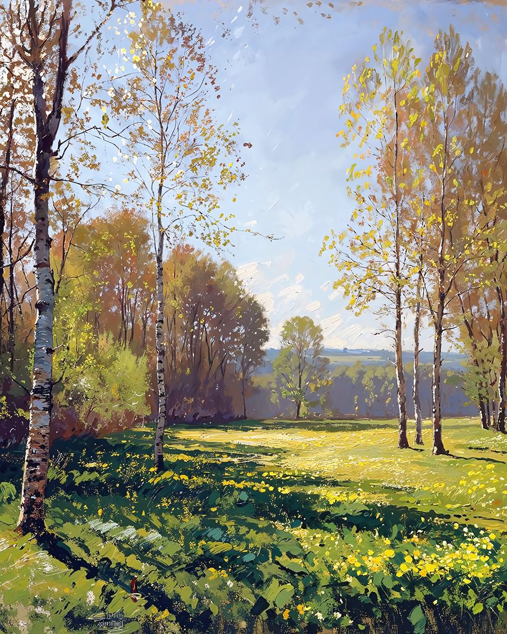 阳光明媚的春日风景，廉价墙面装饰出售 作者 法赫塔利·阿卜杜勒拉希姆