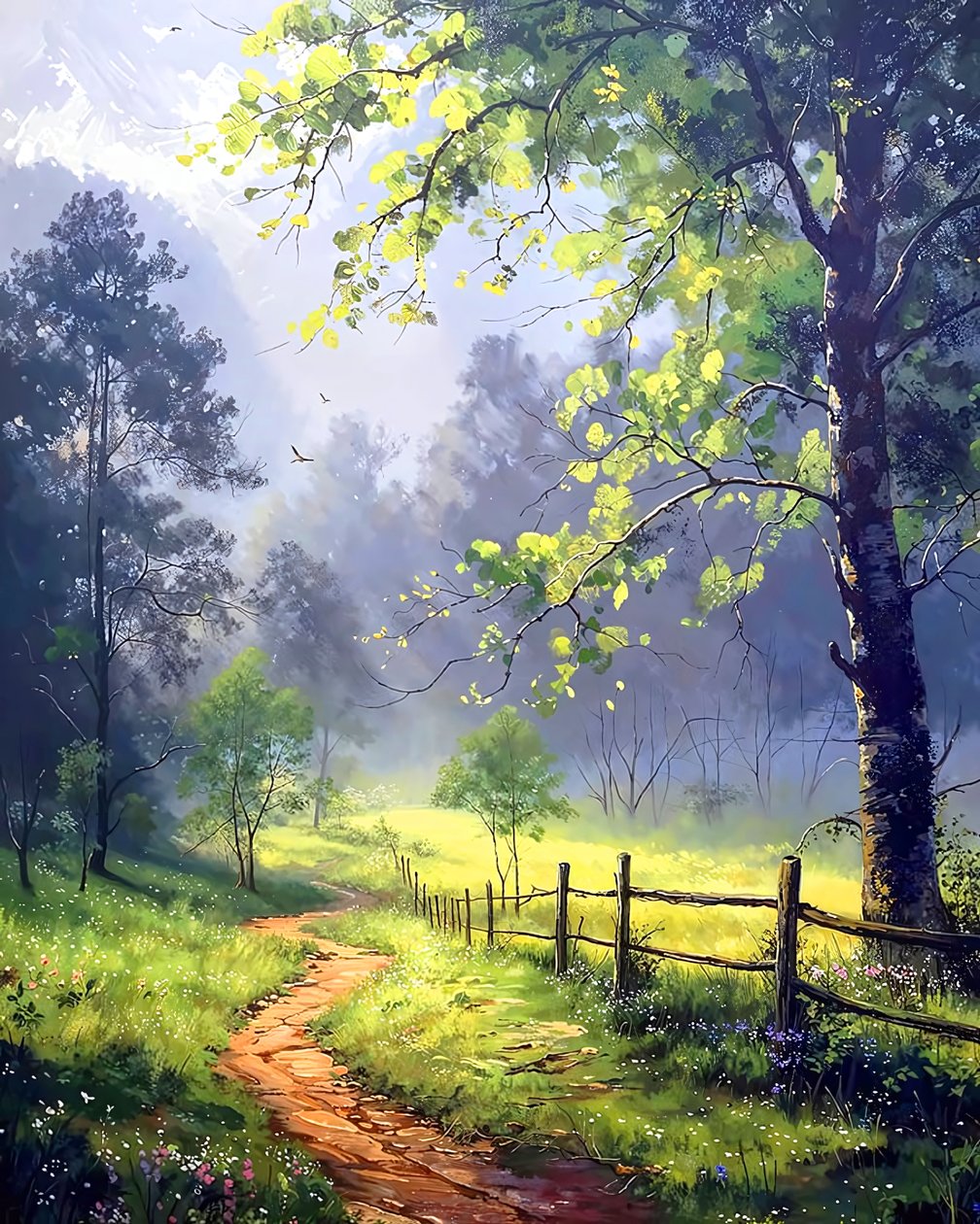 夕阳下的美丽风景，用于墙面装饰的画布 现代风景 作者 法赫塔利·阿卜杜勒拉希姆