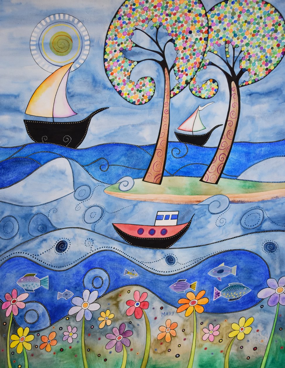 海边 作者 玛丽的水彩画