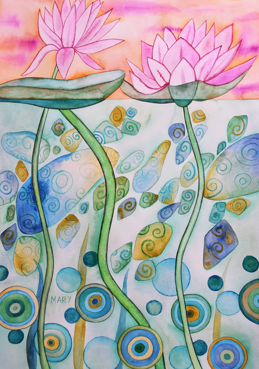 睡莲 作者 玛丽的水彩画