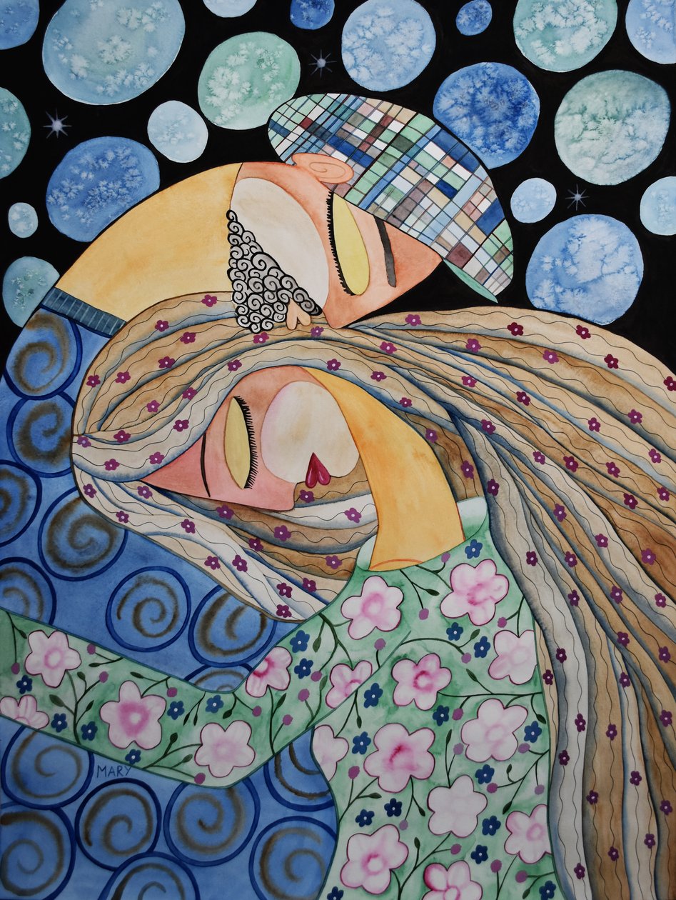 拥抱 作者 玛丽的水彩画
