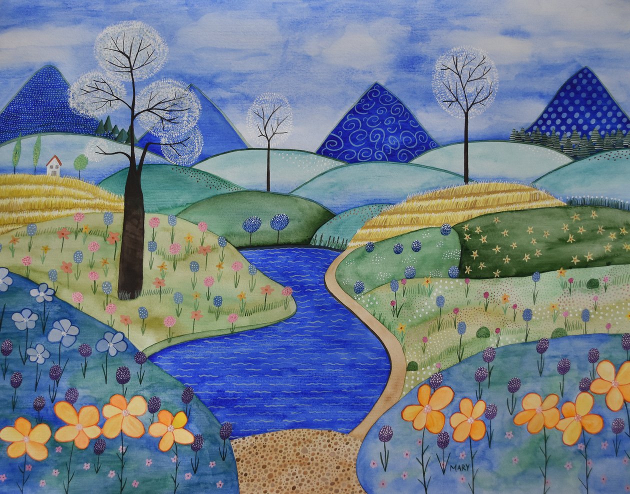 山地世界 作者 玛丽的水彩画