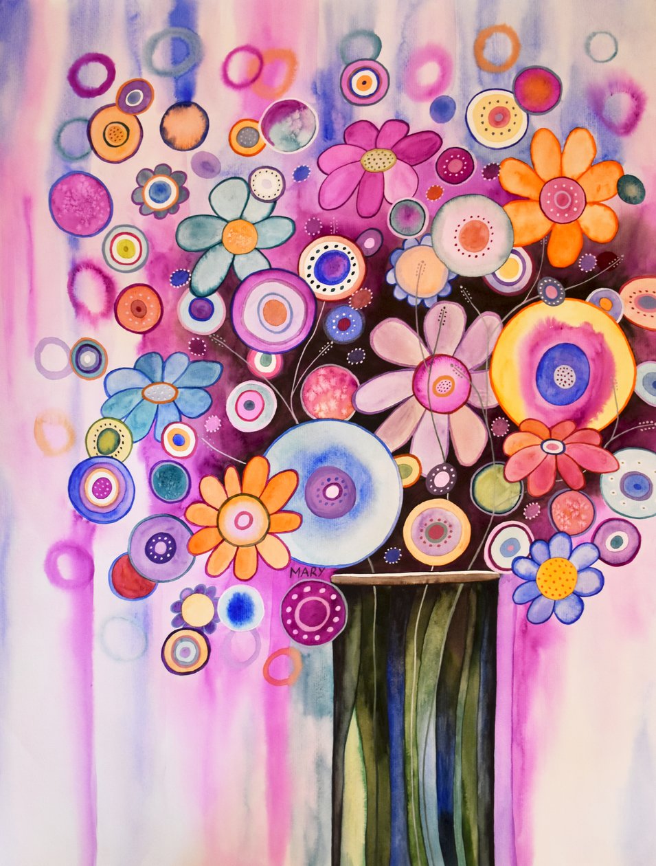 梦幻花朵 作者 玛丽的水彩画