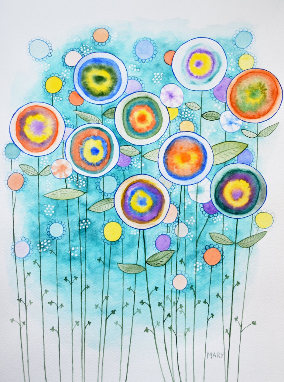 抽象花卉 作者 玛丽的水彩画