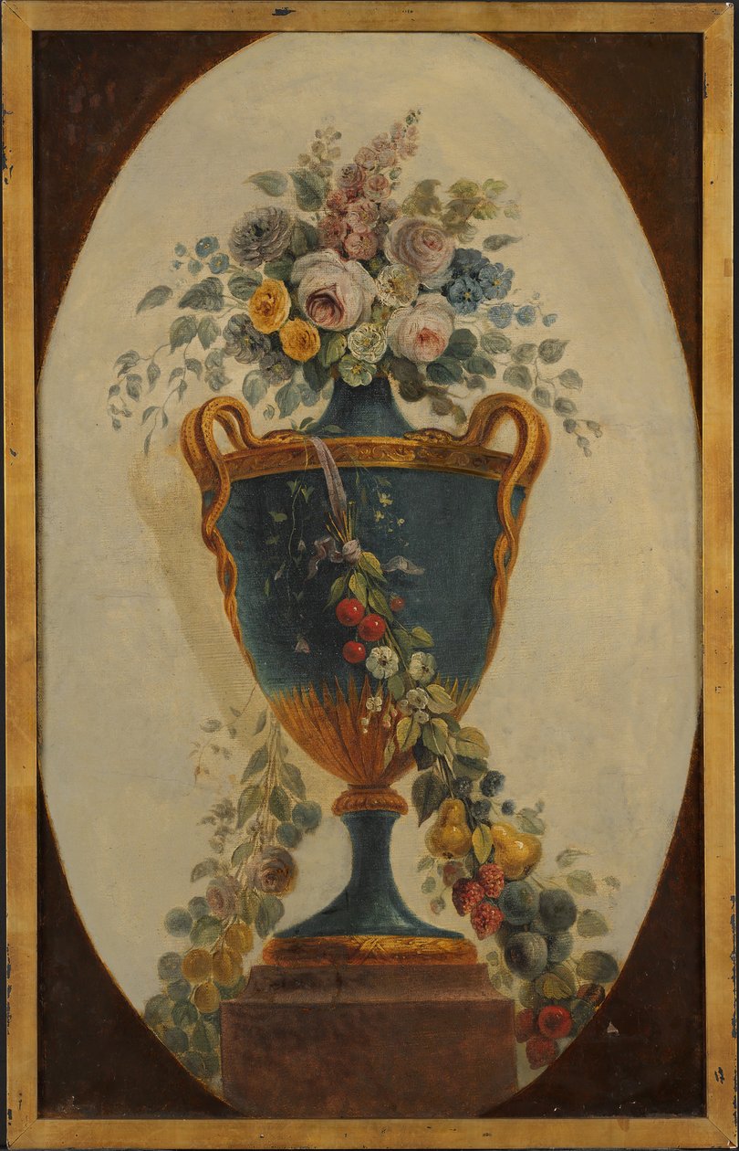 带花环的花瓶，18世纪。 作者 18世纪。法国画家