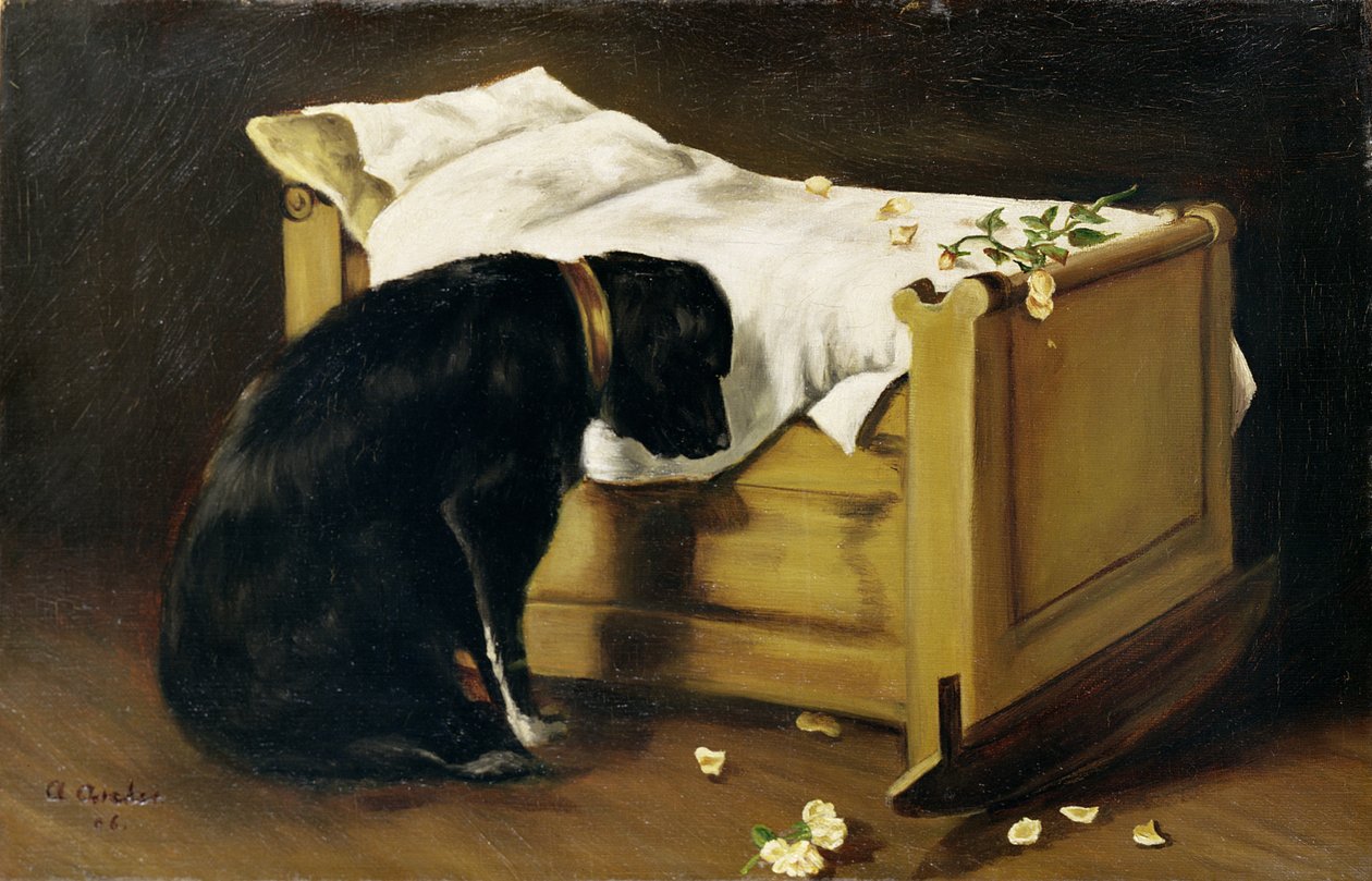 狗哀悼它的小主人，1866年 作者 A.阿切尔
