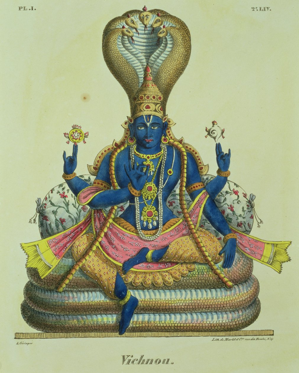 Vishnu，由de Marlet雕刻 作者 A.少